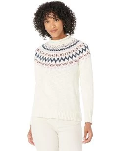 L.L.Bean Cotton Ragg Sweater Funnel Neck Pullover Fair Isle