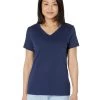 L.L.Bean Pima Tops Shaped V-Neck Short Sleeve Tee