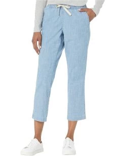 L.L.Bean Petite Lakewashed Chino Pull-On Chambray Pants Ankle