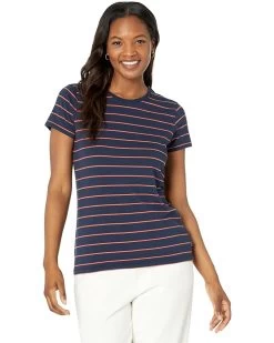 L.L.Bean Soft Stretch Supima Tee Crew Neck Striped Short Sleeve