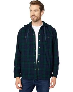 L.L.Bean Scotch Plaid Hooded Shirt Slightly Fitted Regular