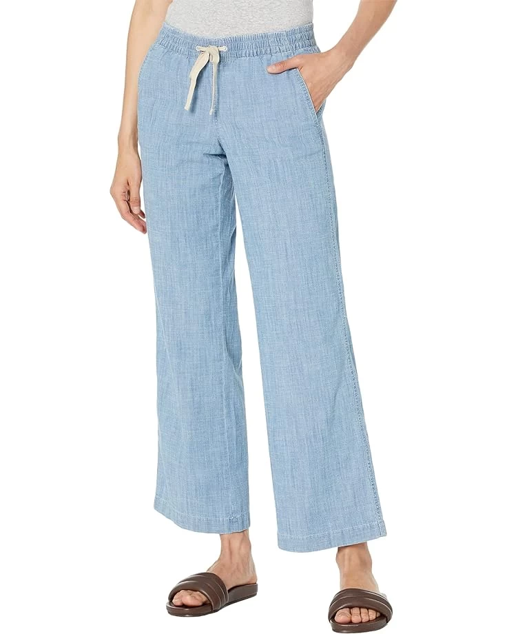 L.L.Bean Lakewashed Pull-On Chambray Wide Leg Pants 3 L.L.Bean Lakewashed Pull-On Chambray Wide Leg Pants