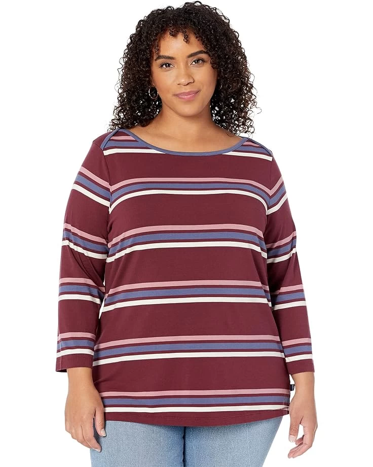 L.L.Bean Plus Size Soft Stretch Supima Boatneck 3/4 Sleeve Stripe 3 L.L.Bean Plus Size Soft Stretch Supima Boatneck 3/4 Sleeve Stripe