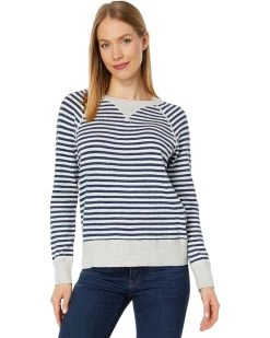 L.L.Bean Organic Cotton Slub Crew Neck Sweatshirt Sweater Stripe
