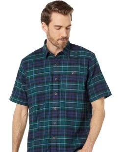 L.L.Bean BeanFlex All Season Flannel Shirt Short Sleeve Traditional Fit