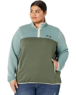 L.L.Bean Plus Size Airlight Knit Pullover Color-Block